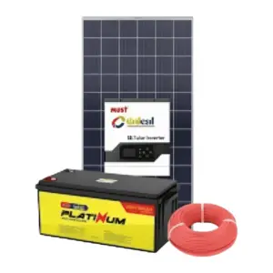 1Kw Lithium Solar Kit - Jinko Panels Lithium Battery Must Inverter 1000w Kit