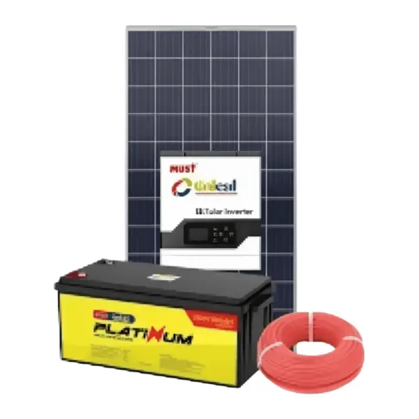 1Kw Lithium Solar Kit - Jinko Panels Lithium Battery Must Inverter 1000w Kit