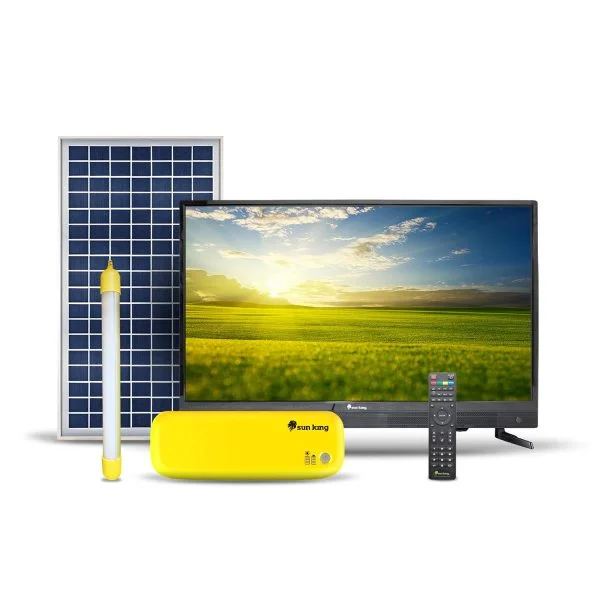 Sun King Home 250-32 inch HD LED TV with Solar Power Backup with 20W Solar Panel, Emergency TubeLight