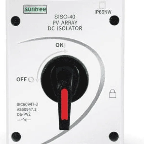 Suntree Pv disconnect, 32amp, 1000Vdc, 4pole SISO40, with ip65 enclosure